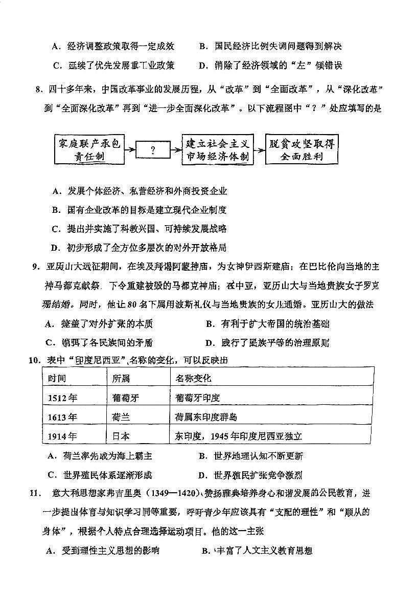 2025年天津市红桥区高三二模历史试题及答案第3页