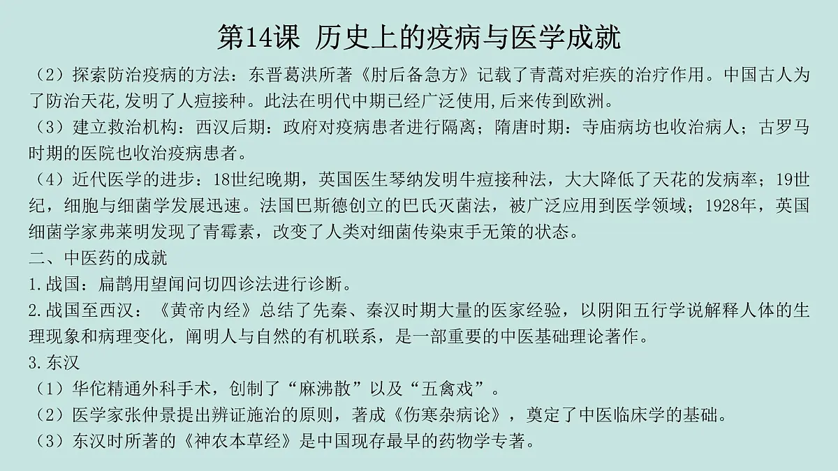 人教统编版高中历史选修2 第六单元医疗与公共卫生(知识点串讲课件)第7页