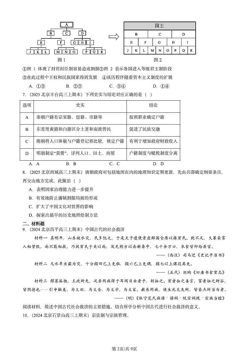 2023-2025北京高三(上)期末真题历史汇编:基层治理与社会保障章节综合第2页