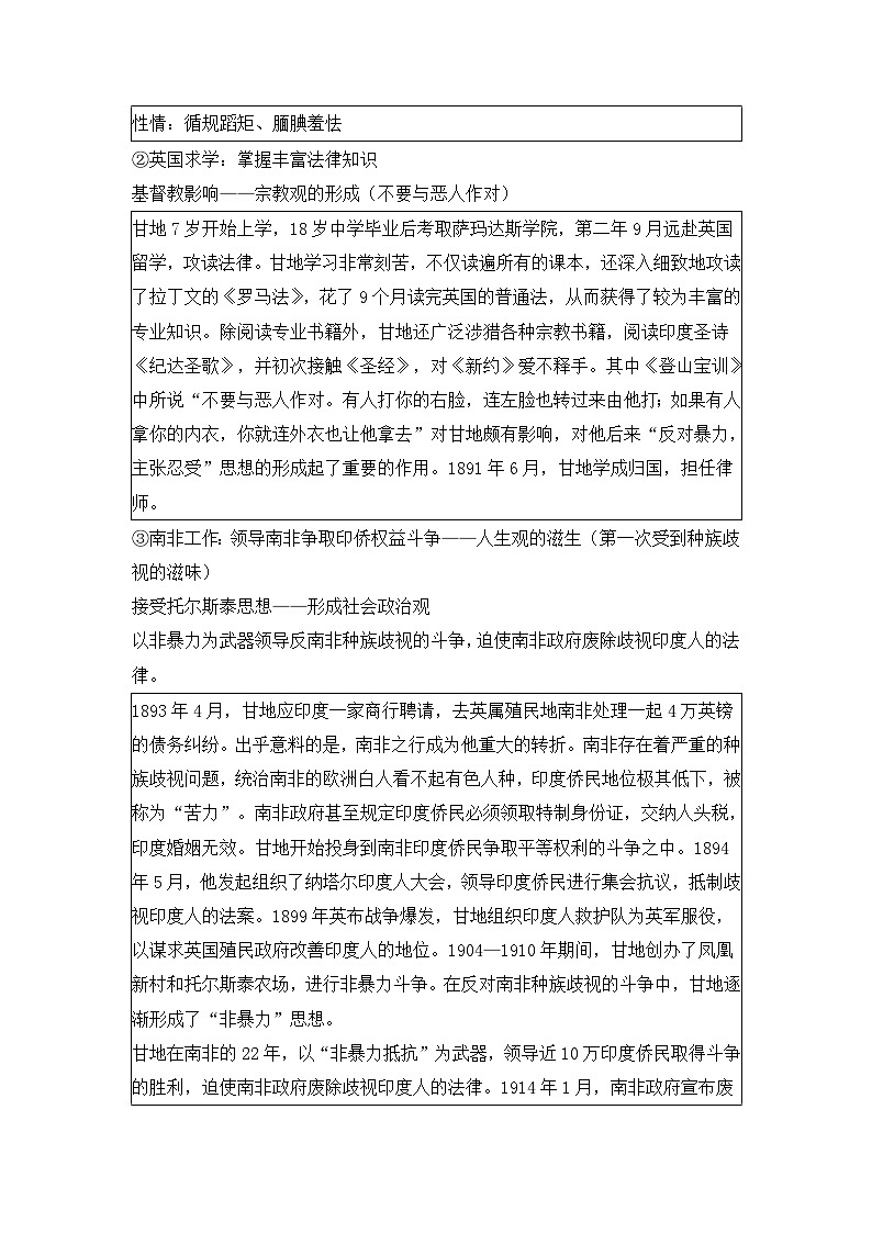 人教版 (新课标)高中历史选修4 4-2《圣雄甘地》教案第3页