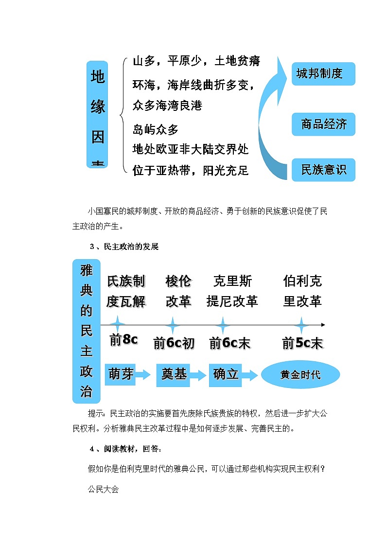 人教版 (新课标)高中历史必修1 2-5《古代希腊民主政治》教学设计第3页
