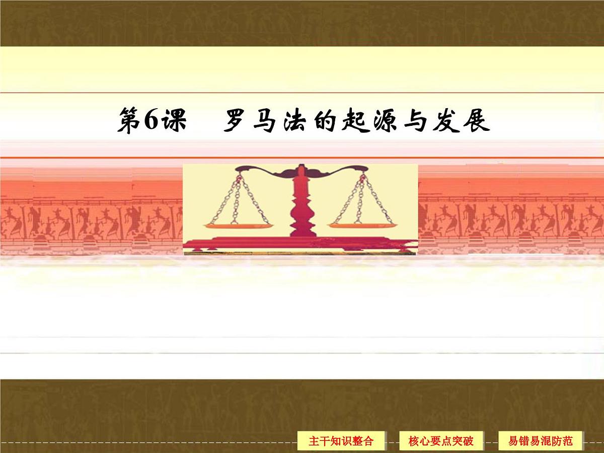人教版 (新课标)高中历史必修1 2-6《罗马法的起源与发展》课件第1页