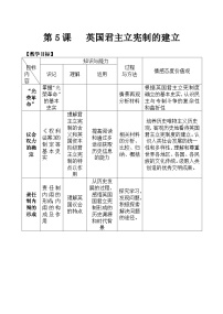 高中历史人教版 (新课标)必修1 政治史英国君主立宪制的建立教案