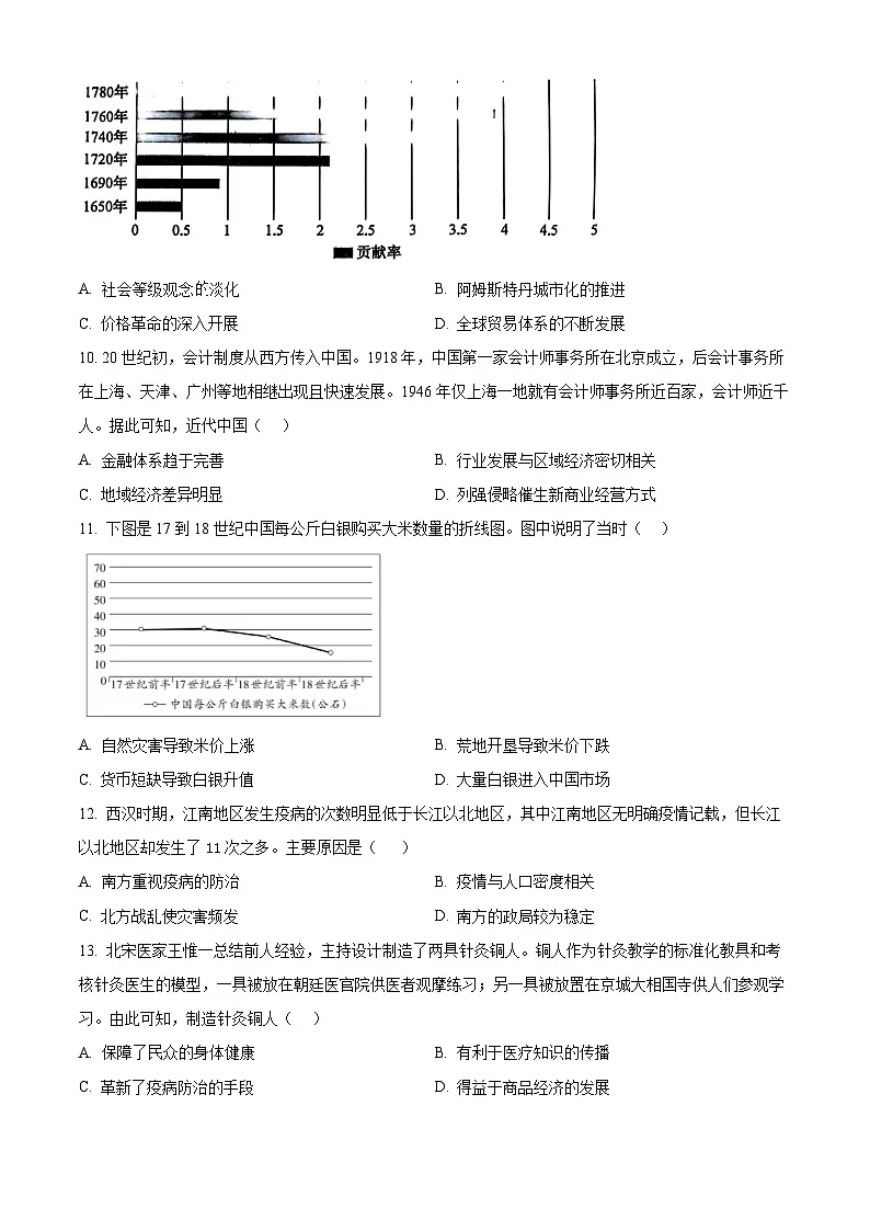 重庆市万州第三中学2024-2025学年高二下学期第一次月考历史试题(原卷版+解析版)第3页