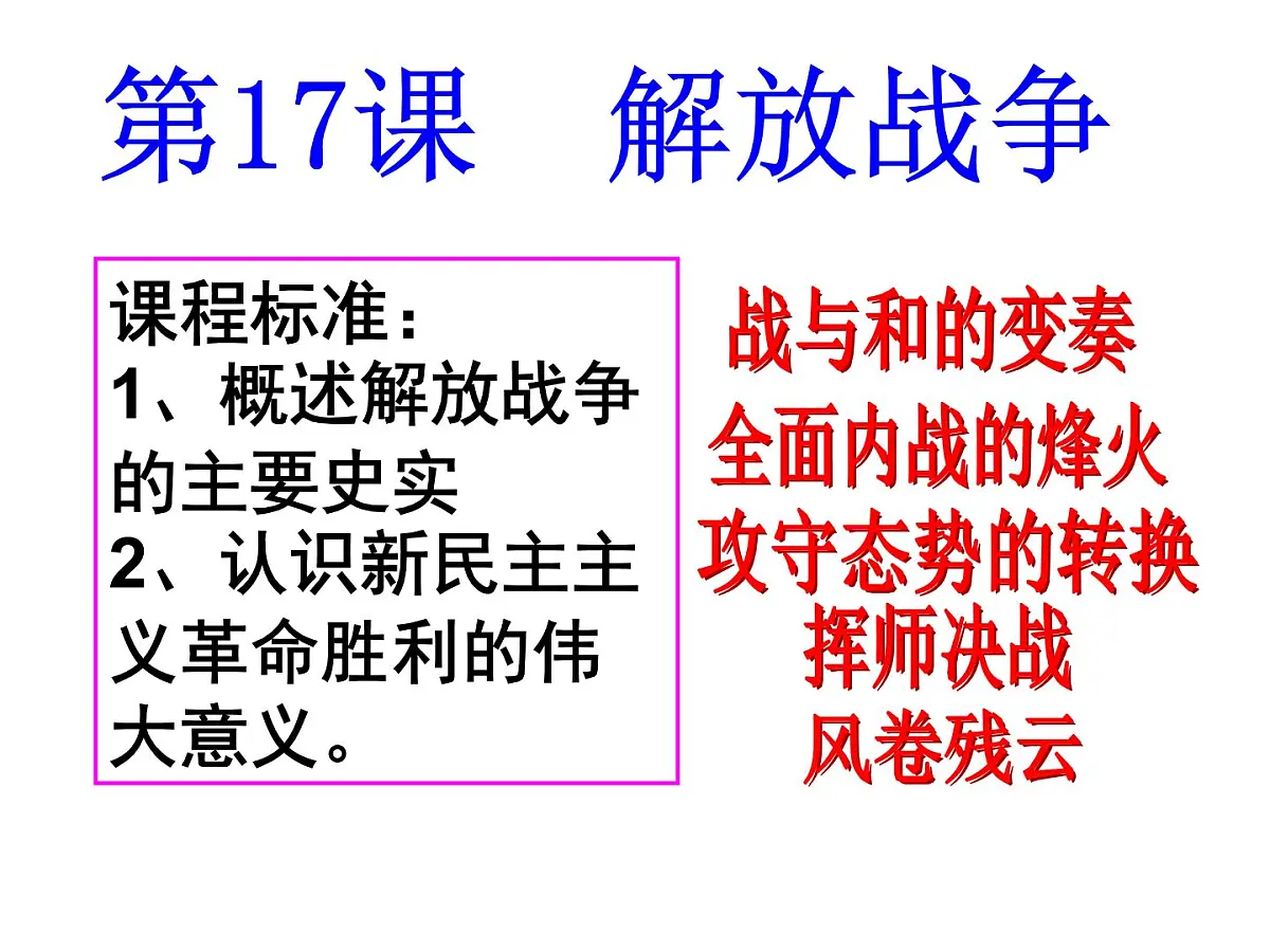 课件—人教版 (新课标)高中历史必修1 4-17《解放战争》第1页