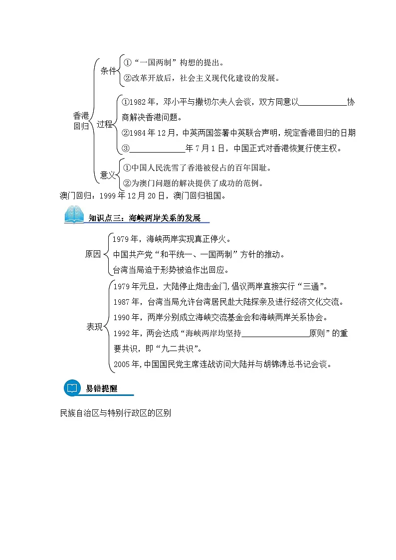 人教版 (新课标)高中历史必修1 6-22《祖国统一大业》导学案第2页