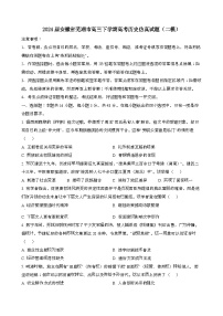 2024届 安徽芜湖高三第二学期高考历史模拟试卷[二模}含答案