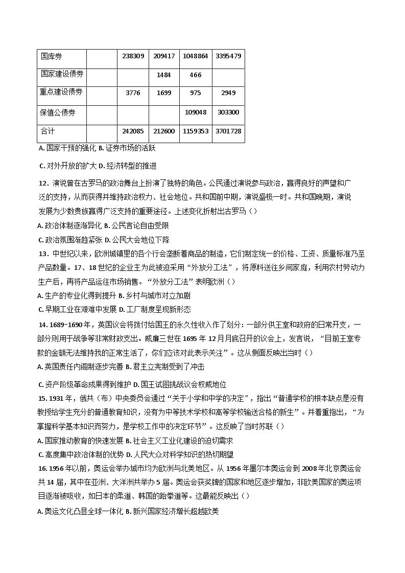 2025届湖南省长沙市长郡中学高三下学期押题历史试卷(含答案)第3页