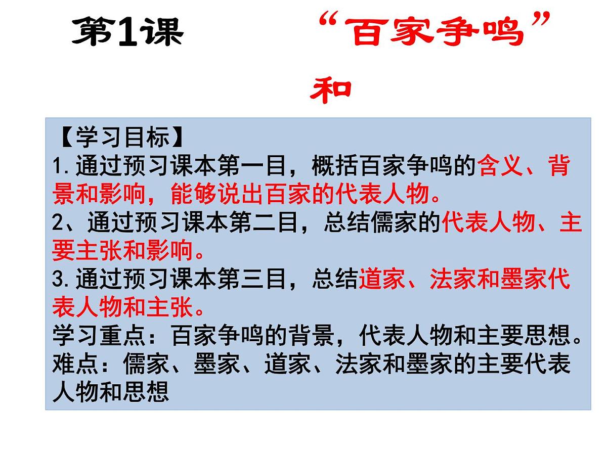 人教版 (新课标)高中历史必修3 1-1《“百家争鸣”和儒家思想的形成》课件第2页