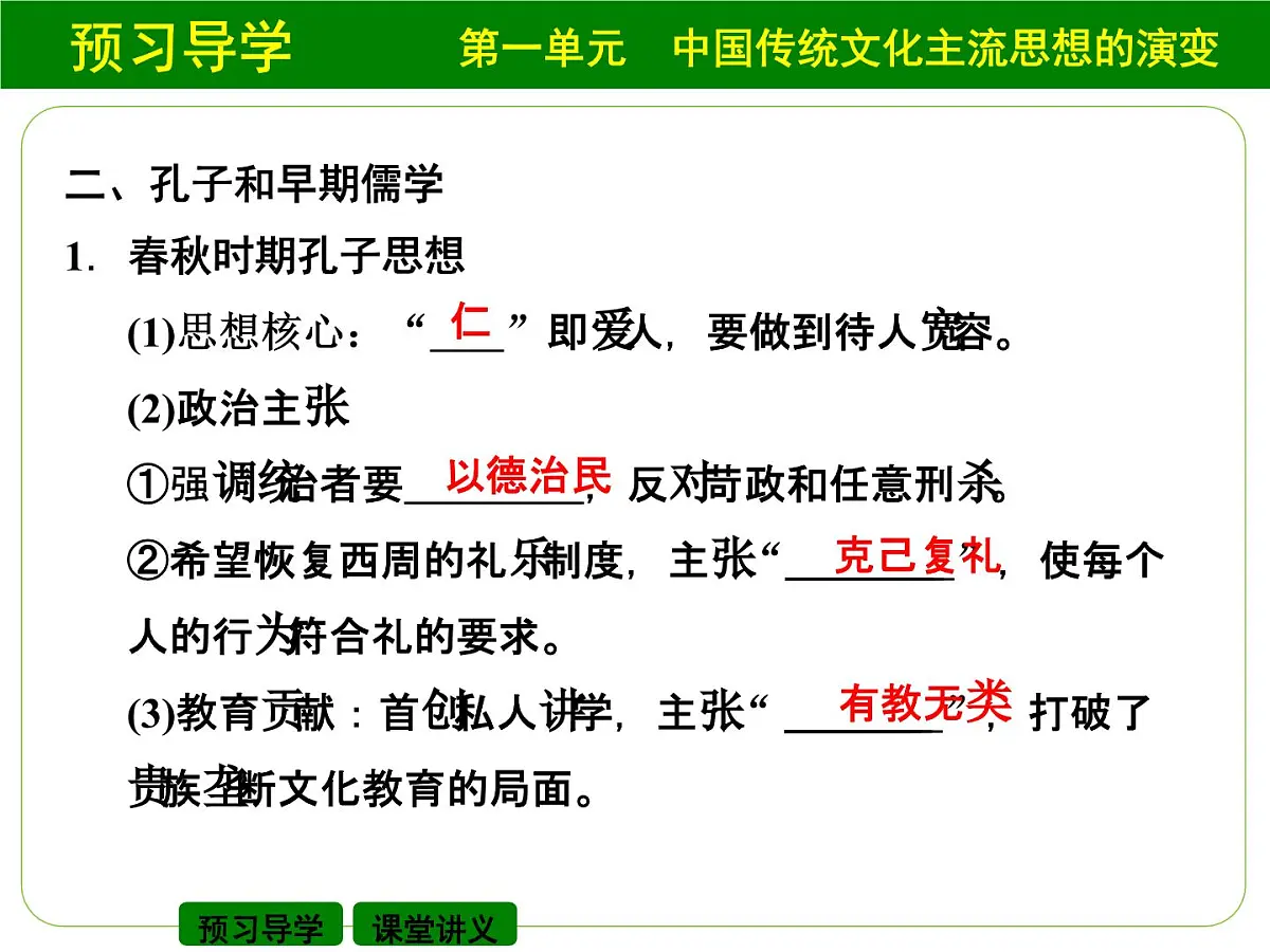人教版 (新课标)高中历史必修3 1-1《“百家争鸣”和儒家思想的形成》课件第8页