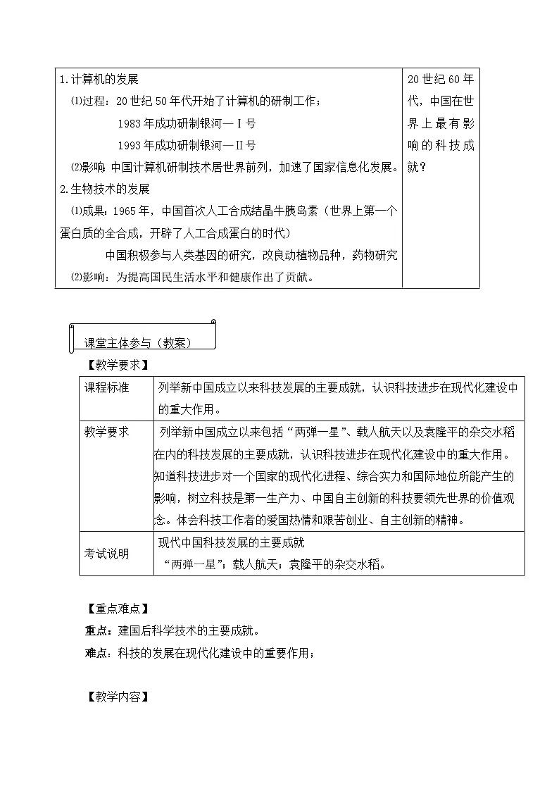 人教版 (新课标)高中历史必修3 6-19《建国以来的重大科技成就》学案第2页