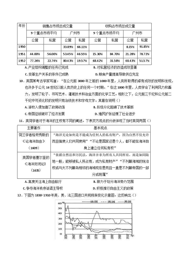 江苏省苏州市东吴外国语高等师范学校(江苏省外国语学校)2024-2025学年高二下学期5月月考历史试题(含答案)第3页
