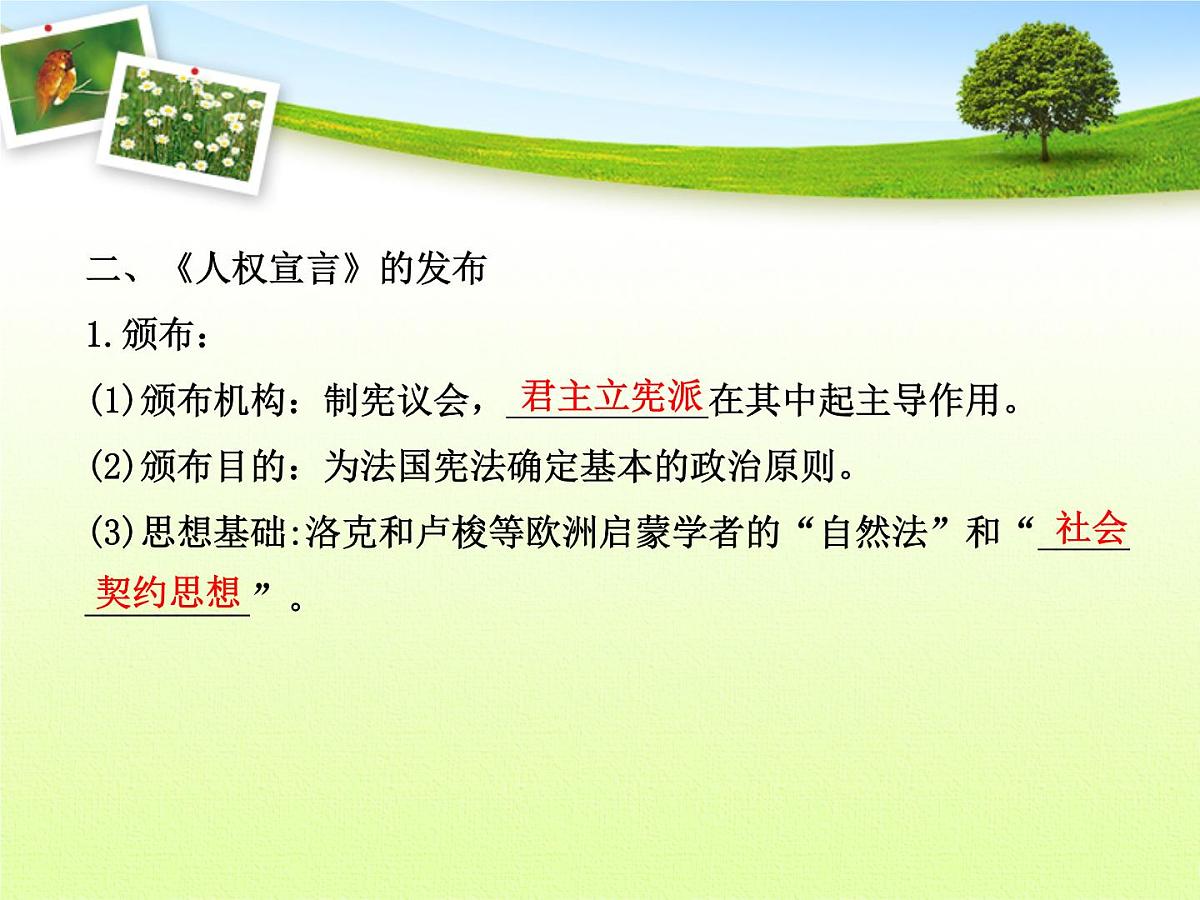 人教版 (新课标)高中历史选修2 3-2《法国《人权宣言》》探究型课件第7页