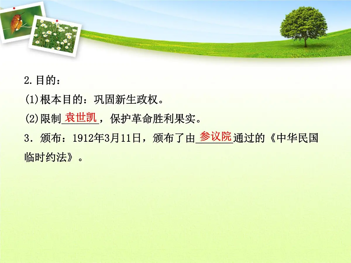 人教版 (新课标)高中历史选修2 3-3《中华民国临时约法》探究型课件第5页