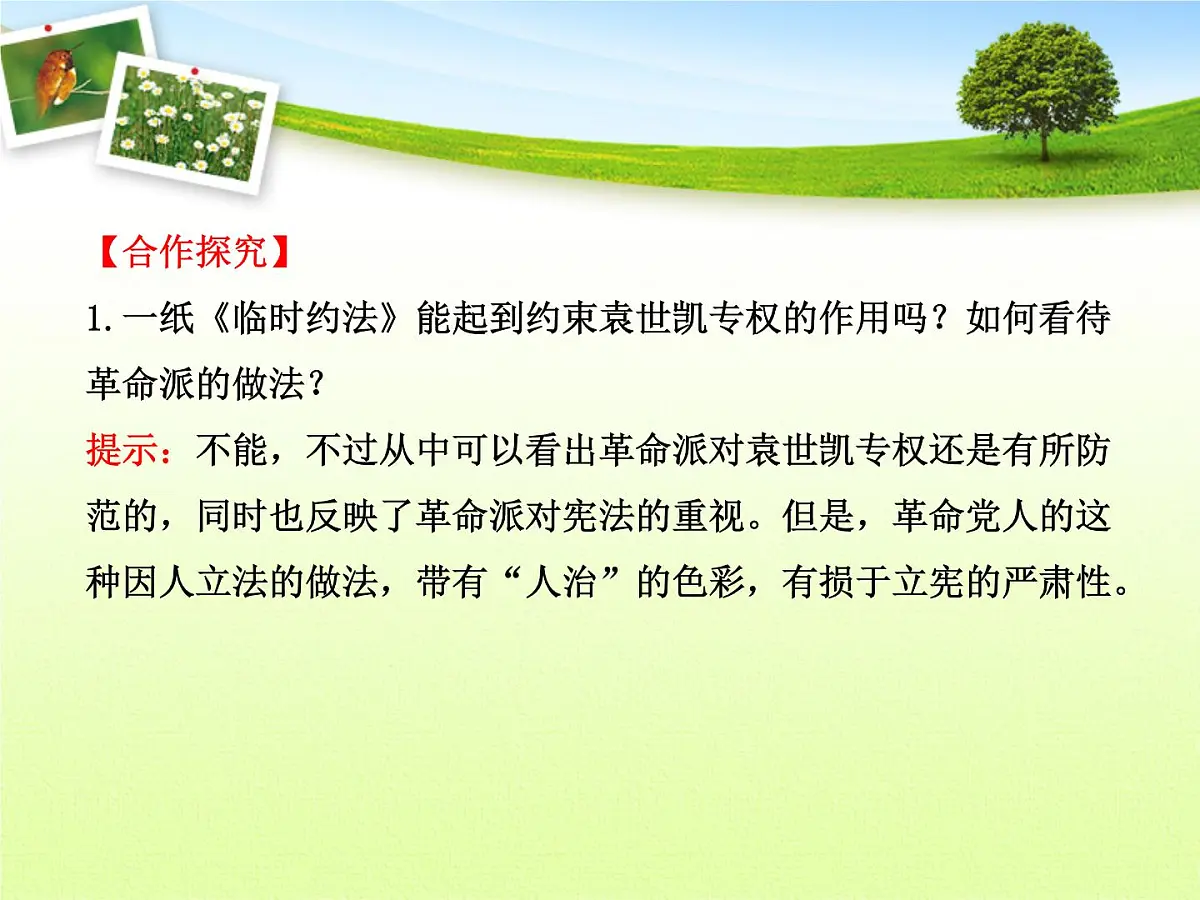 人教版 (新课标)高中历史选修2 3-3《中华民国临时约法》探究型课件第6页