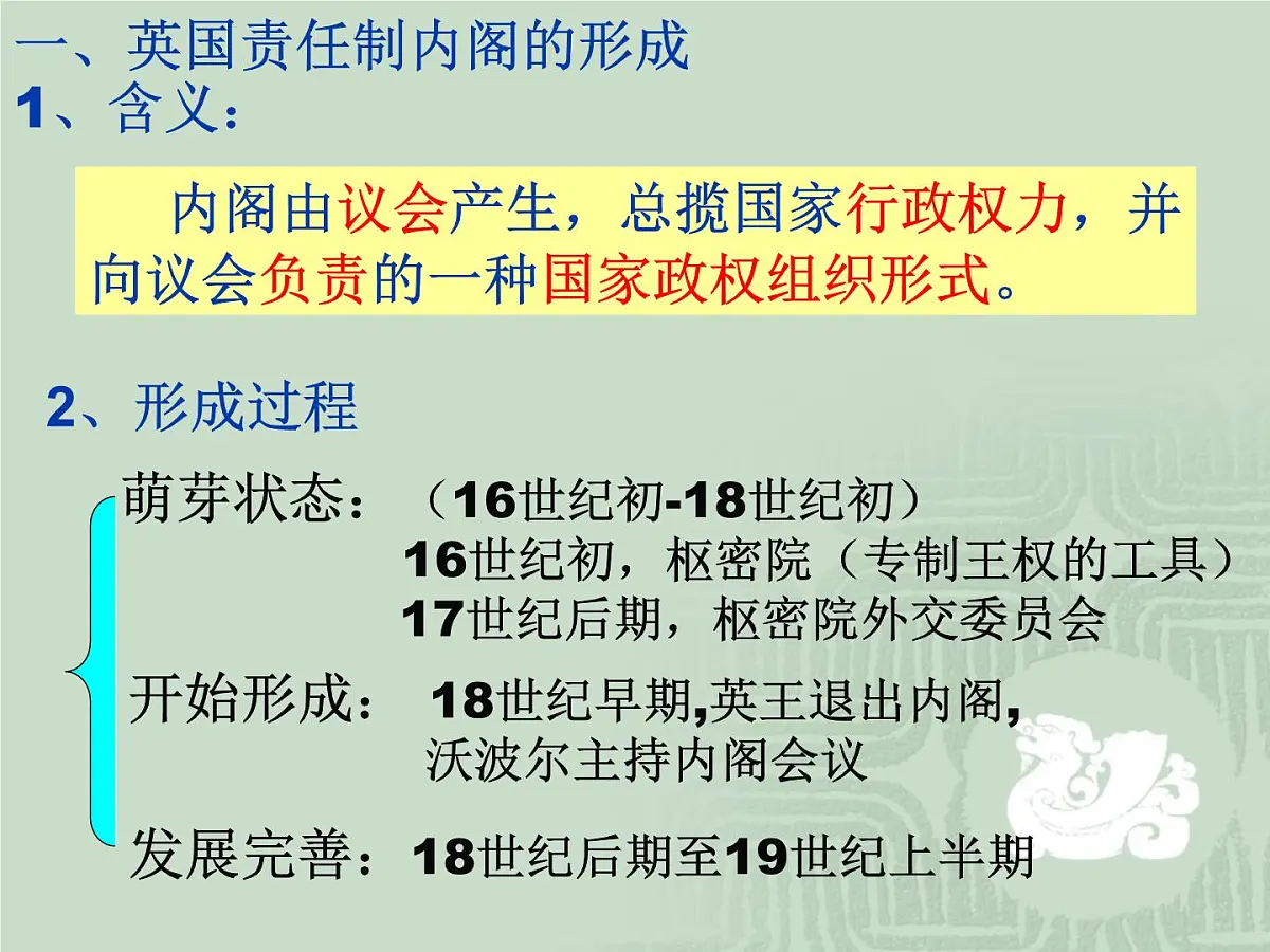人教版 (新课标)高中历史选修2 4-2《英国责任制内阁的形成》课件第3页