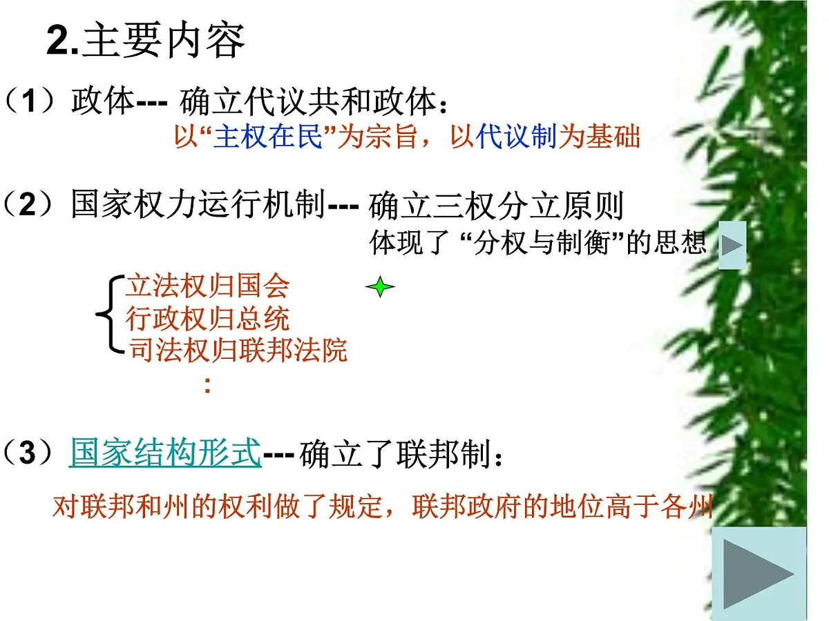 人教版 (新课标)高中历史选修2 4-3《美国代议共和制度的建立》课件第7页