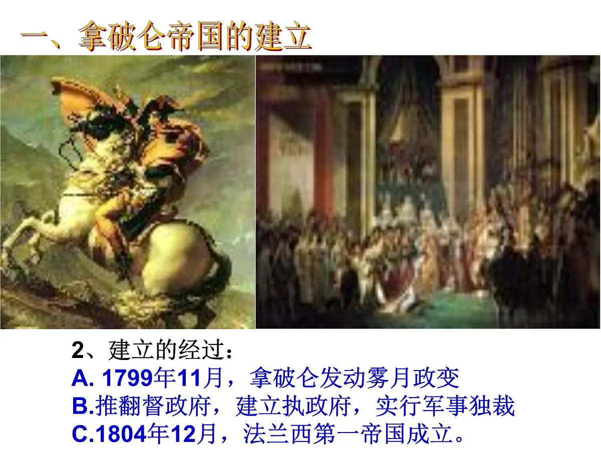 人教版 (新课标)高中历史选修2 5-2《拿破仑帝国的建立与封建制度的复辟》课件第3页