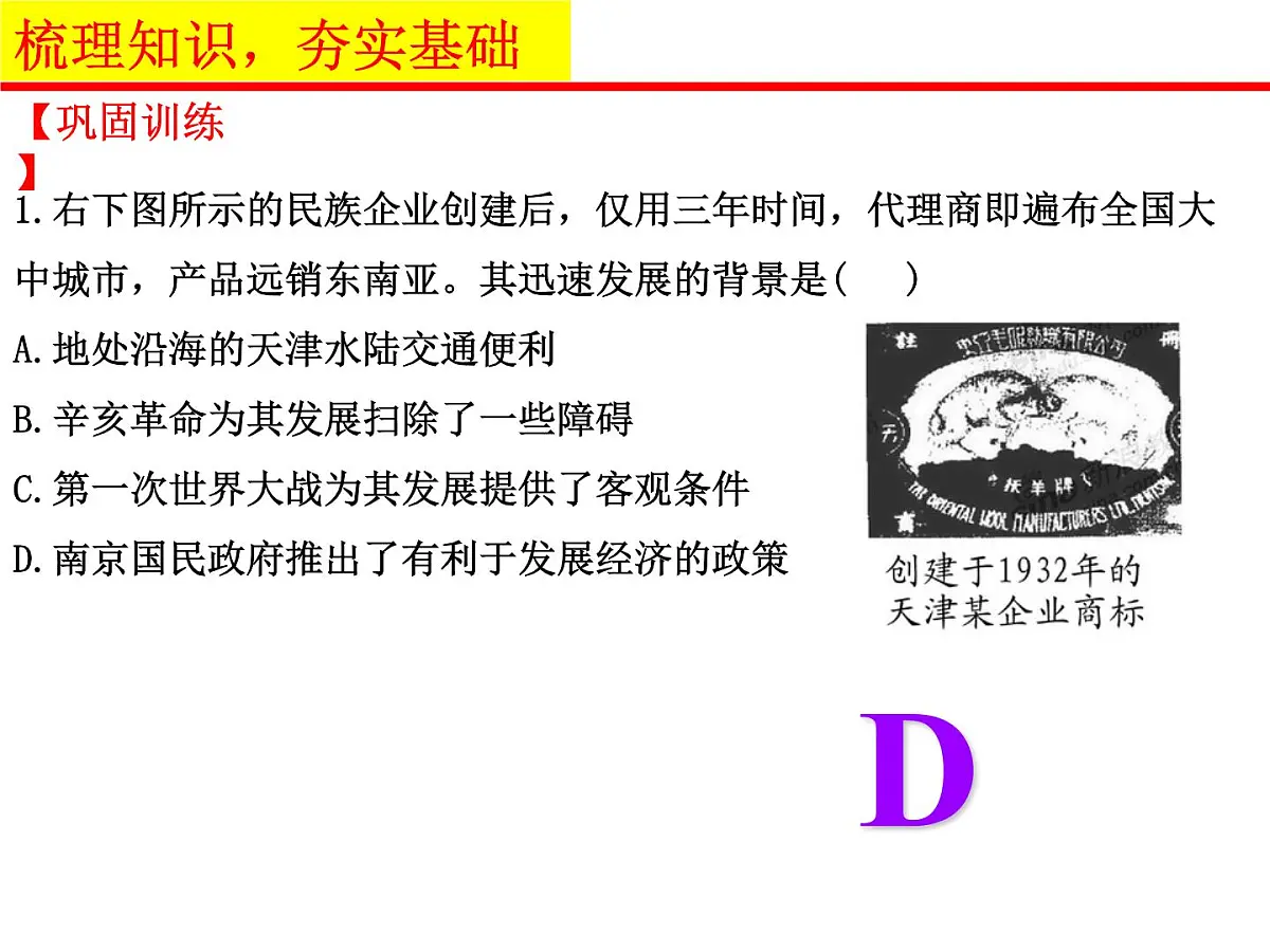 人民版高中历史必修2 2-2《民国时期民族工业的曲折发展》课件第7页