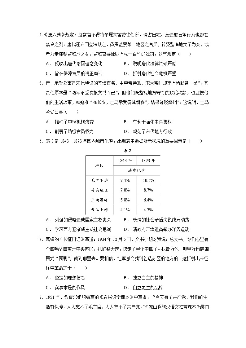 2025届海南省海口市高三第二学期调研考试历史试题(含答案)第2页