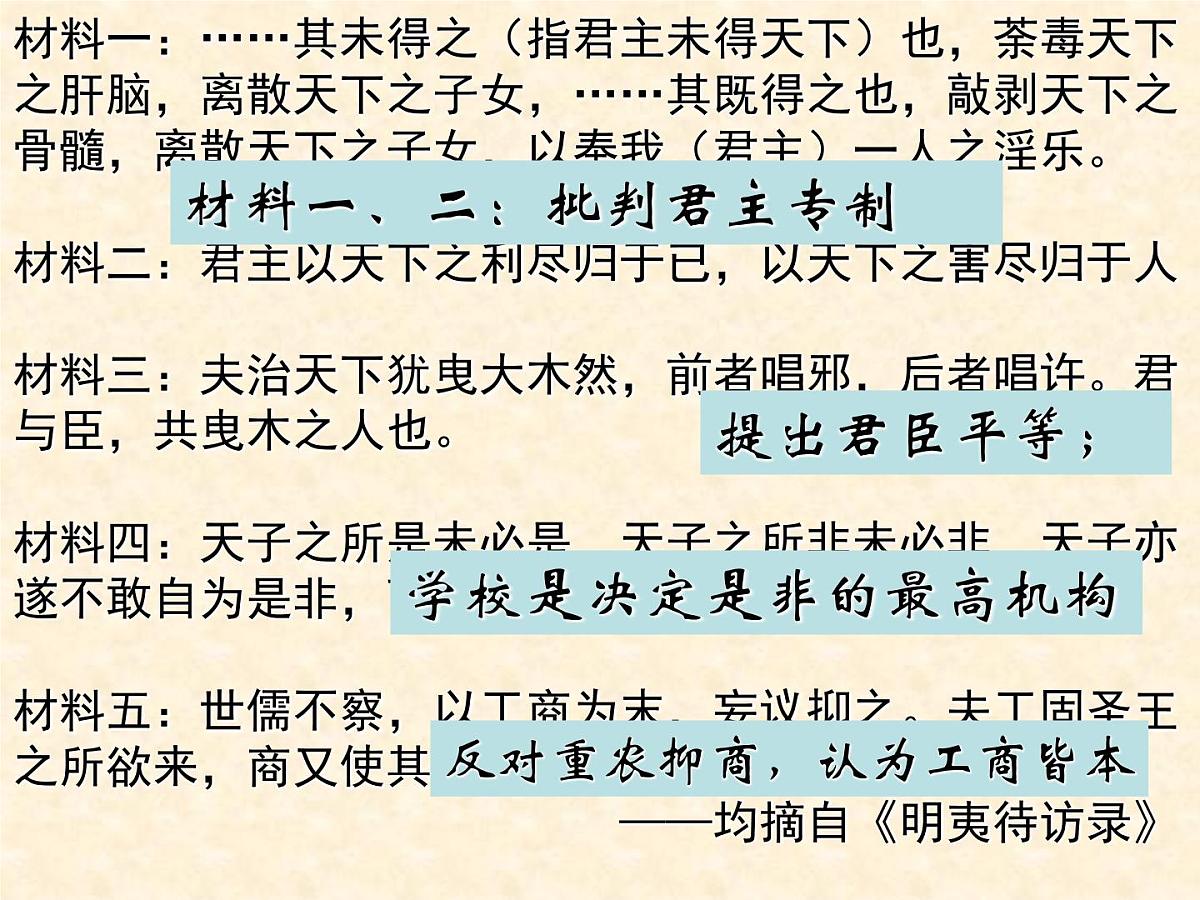 课件—人民版高中历史必修3 1-4《明末清初的思想活跃局面》第8页