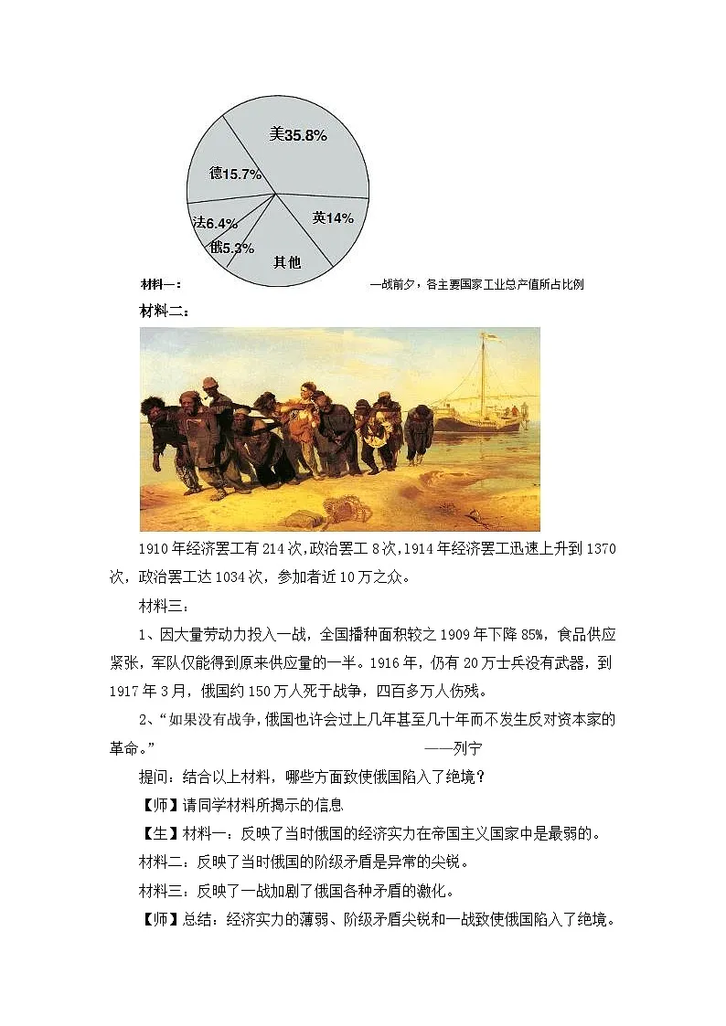 教案—人民版高中历史必修1 8-3《俄国十月社会主义革命》第2页
