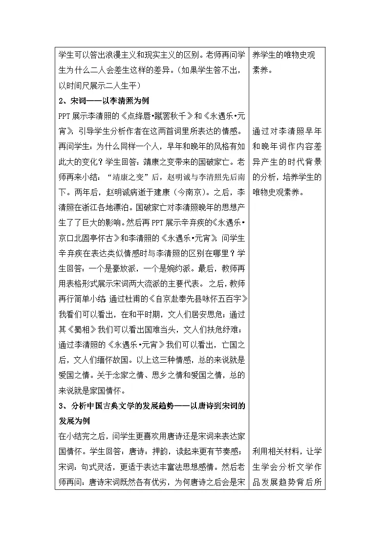 教案—人民版高中历史必修3 2-3《中国古典文学的时代特色》第3页