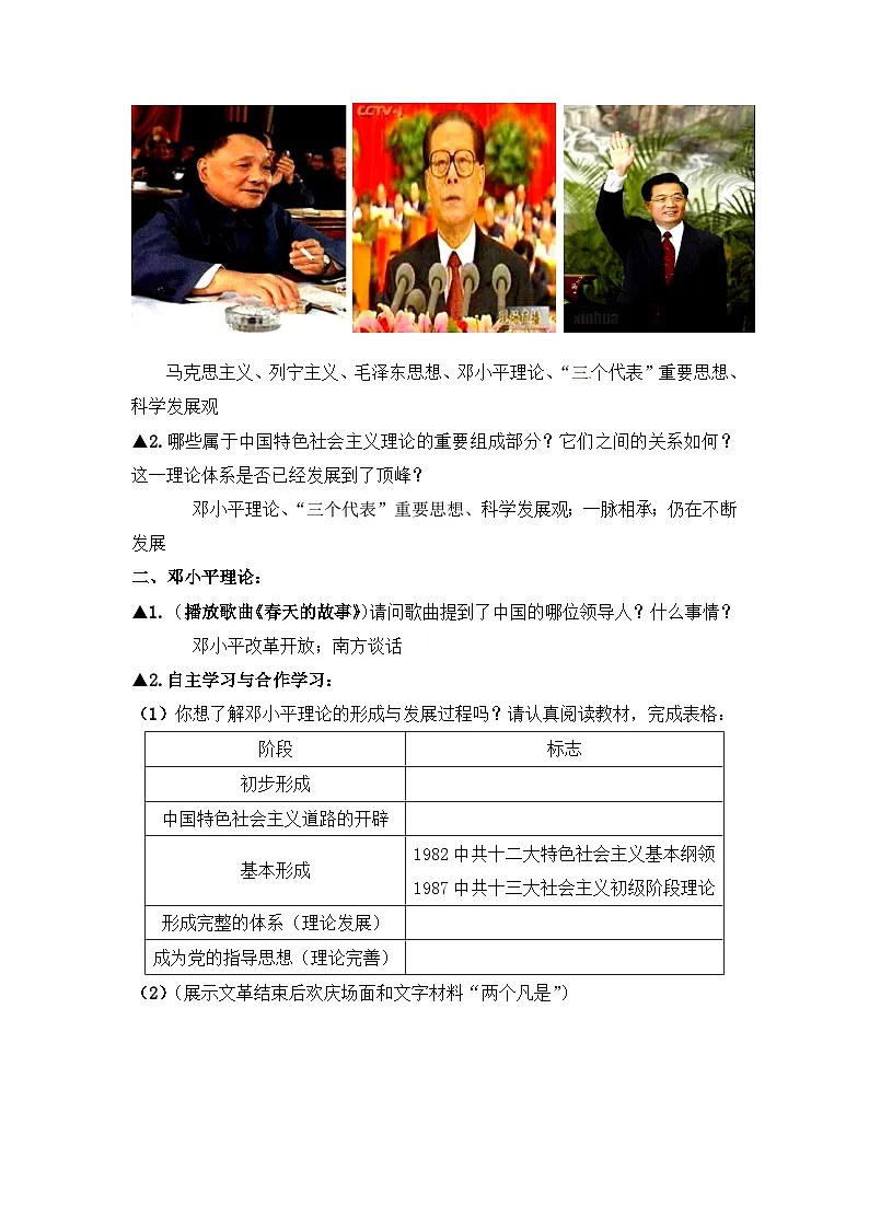 人民版高中历史必修3 4-3《建设中国特色社会主义理论》教案第3页