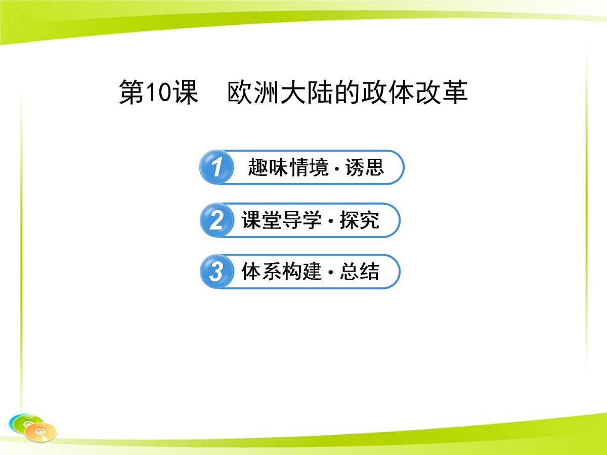 岳麓版高中历史必修1 3-10《欧洲大陆的政体改革》合作探究型课件第1页
