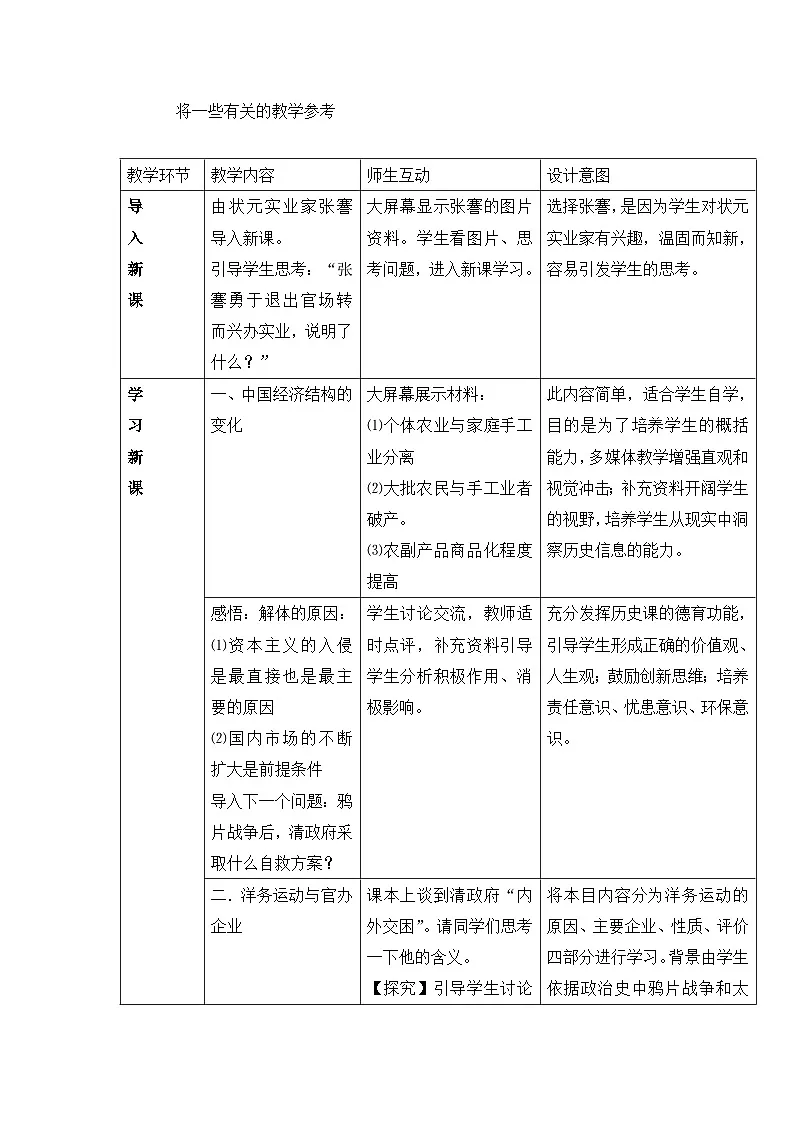 岳麓版高中历史必修2 2-10《近代中国社会经济结构的变动》说课稿第3页