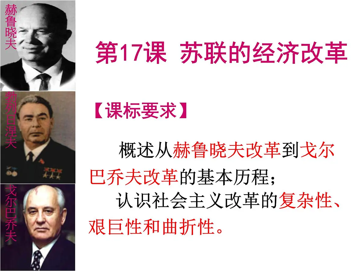 岳麓版高中历史必修2 3-17《苏联的经济改革》课件第1页