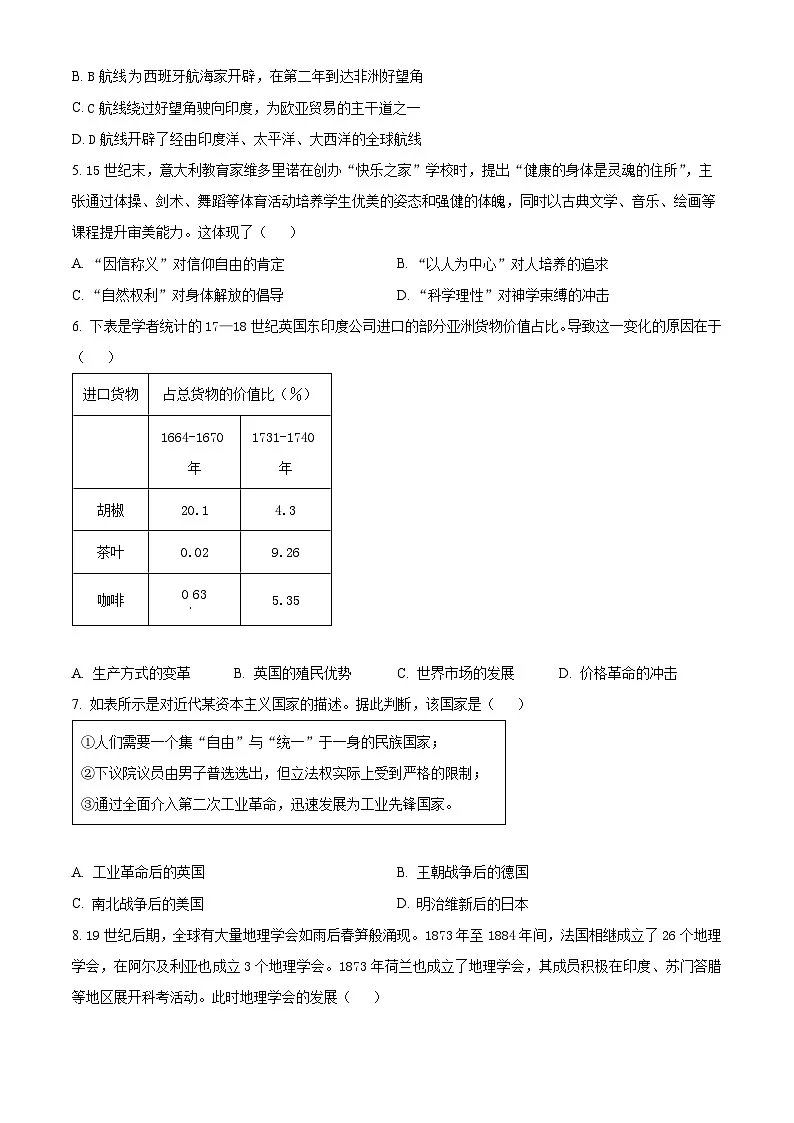 湖北省武汉市第四十九中学2024-2025学年高一下学期5月月考历史试题 Word版无答案第2页