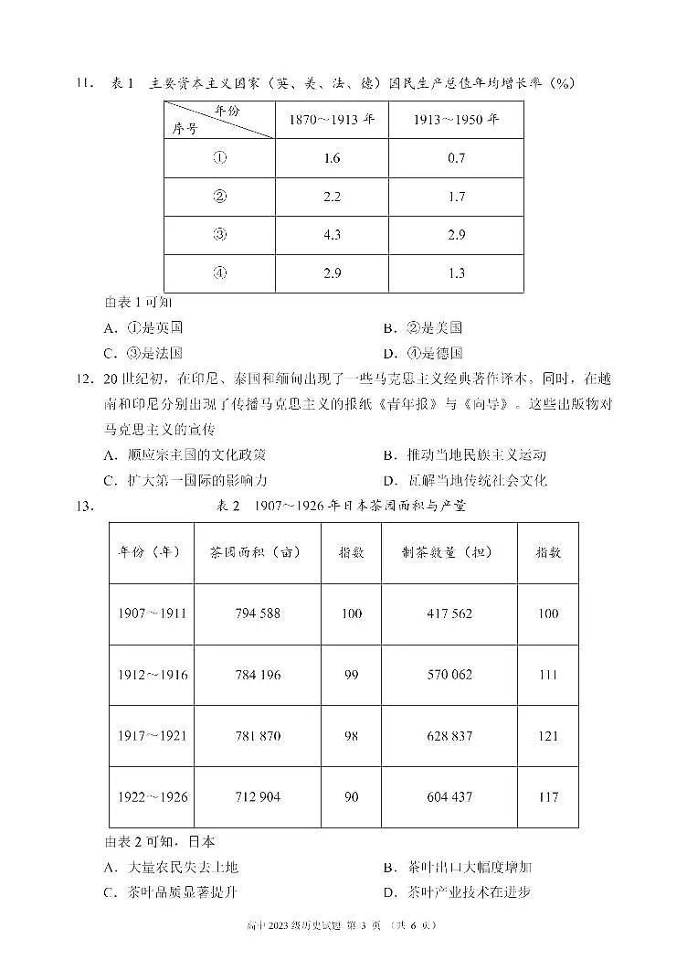 四川省成都市名校联盟2024-2025学年高二下学期期末考试历史试卷第3页