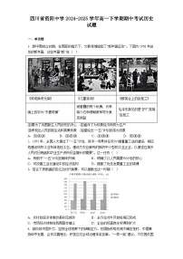 四川省资阳中学2024-2025学年高一下学期期中考试历史试题（含解析）