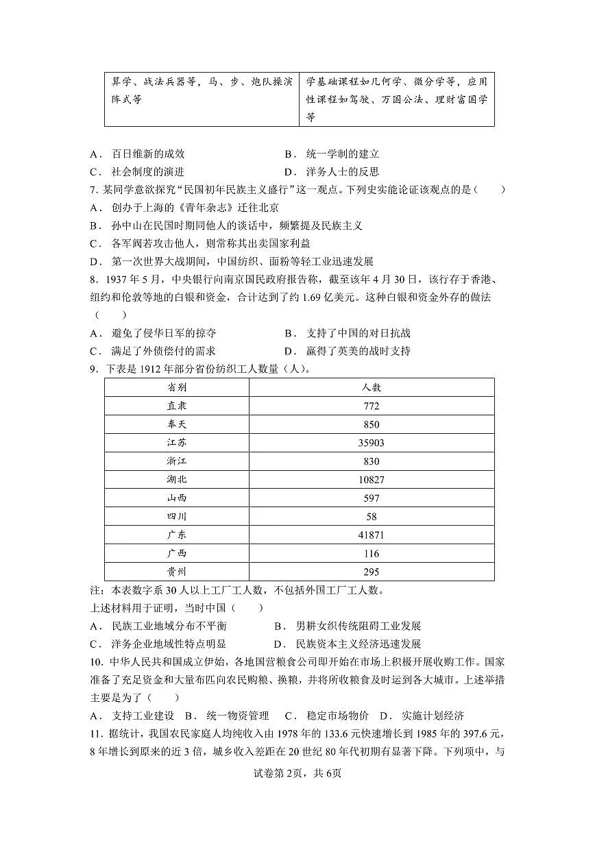 四川省眉山市仁寿第一中学校南校区2024-2025学年高二下学期期末考试历史试卷第2页