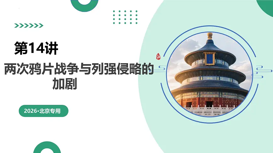 第14讲 两次鸦片战争与列强侵略的(复习课件)(北京专用)-2026届高考历史一轮复习第1页