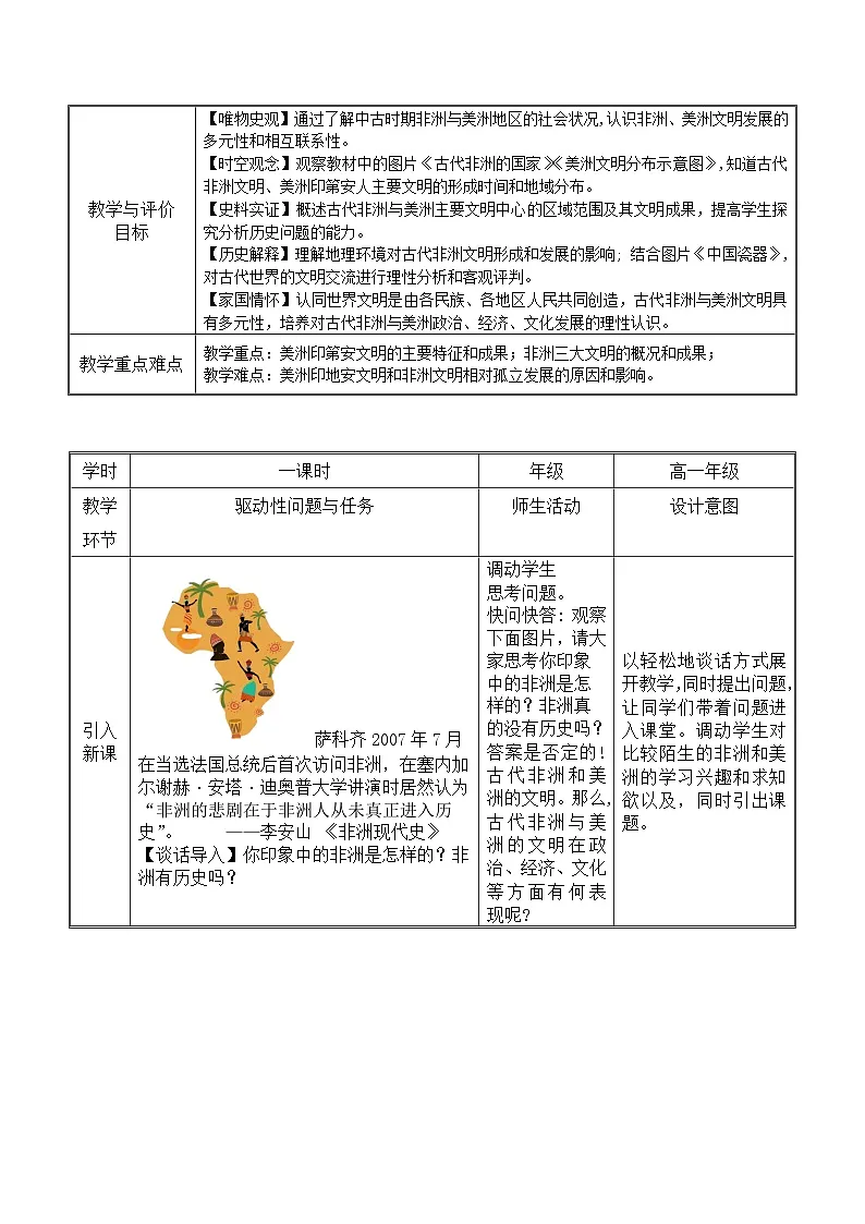 2024-2025学年统编版(2019)必修中外历史纲要下 第5课 古代非洲与美洲(教学设计)第2页