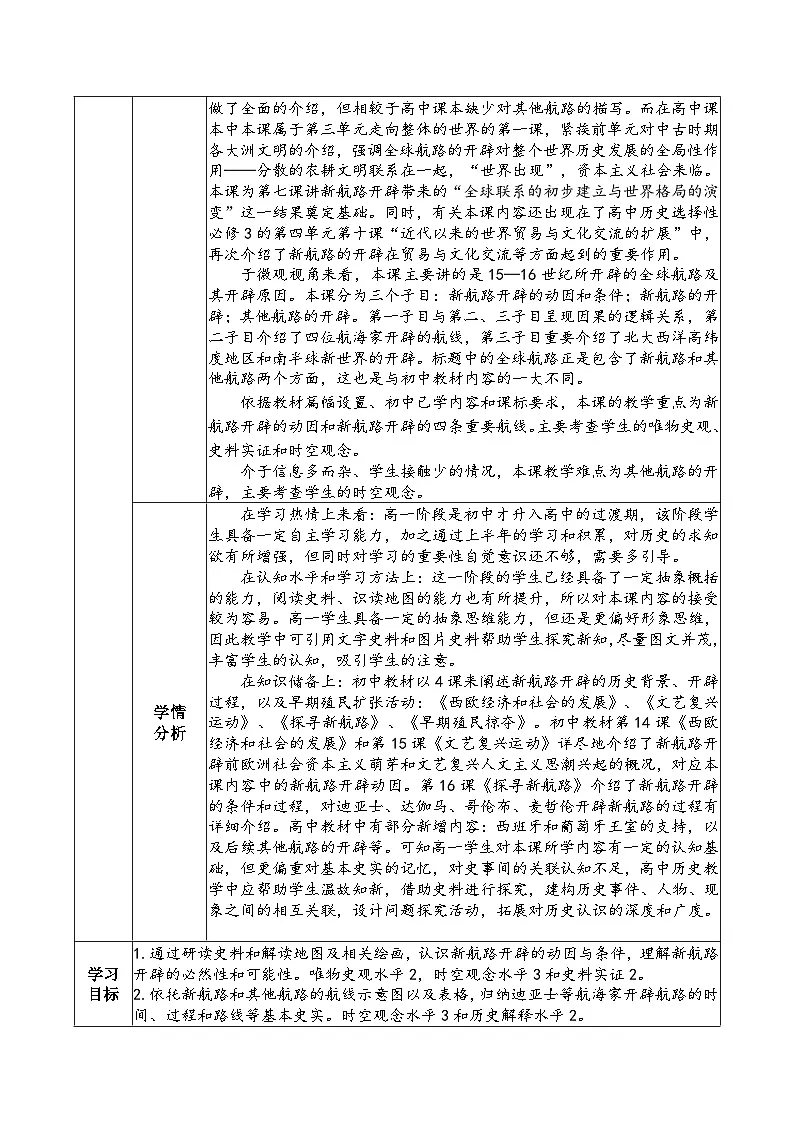 2024-2025学年统编版(2019)必修中外历史纲要下 第6课 全球航路的开辟 (教案)第2页