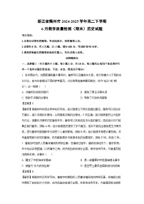 【历史】浙江省衢州市2024-2025学年高二下学期6月教学质量检测(期末)试题(解析版)