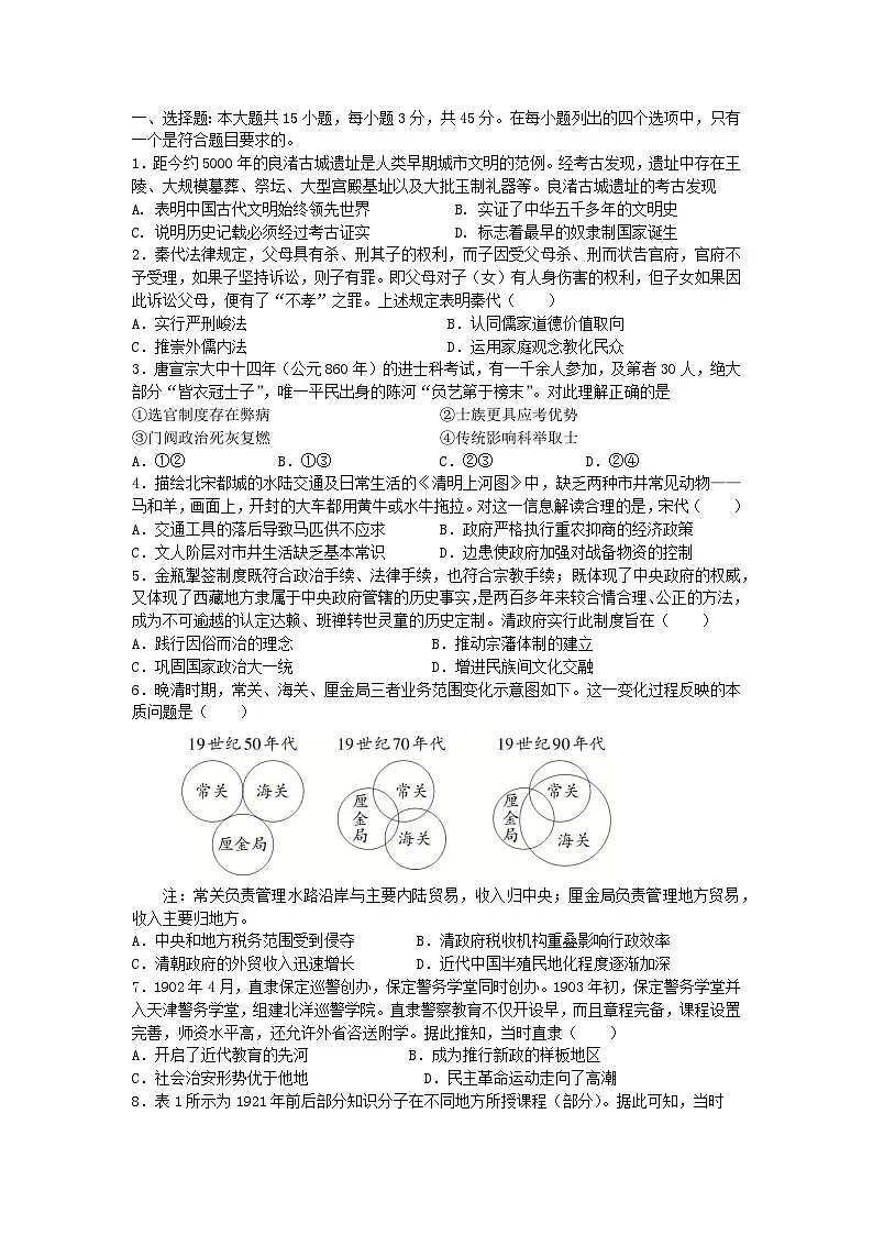 湖北省武汉市部分重点中学2024_2025学年高三历史上学期12月联考试卷第1页