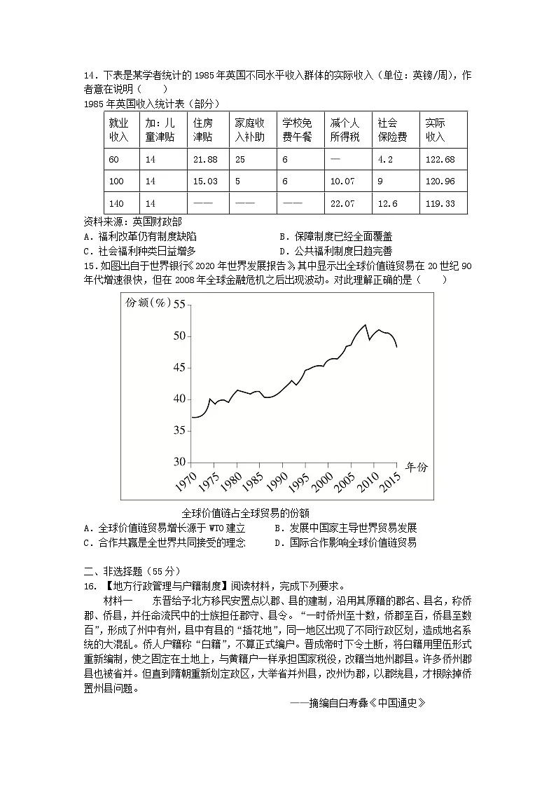 湖北省武汉市部分重点中学2024_2025学年高三历史上学期12月联考试卷第3页