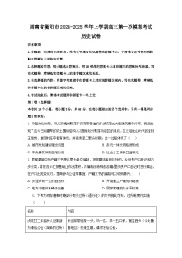 2025届湖南省衡阳市高三上学期第一次模拟考试历史试卷