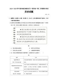 河南省南阳市天一联考2024—2025学年度高一下学期期末考试历史试题（含答案）