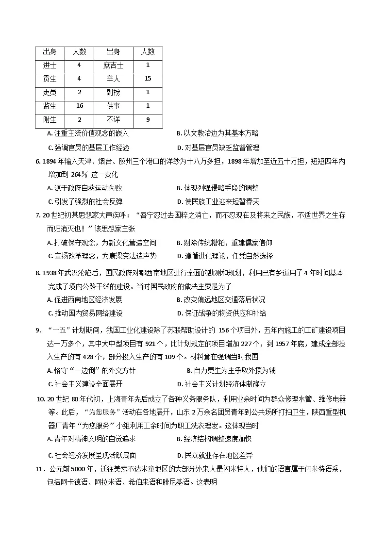 2025届江西省抚州市临川区高三下学期第二次模拟测试历史试题(含答案)第2页