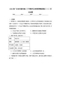 2025届广东省河源市高三下学期毕业班调研模拟测试（三）历史试题（附答案解析）