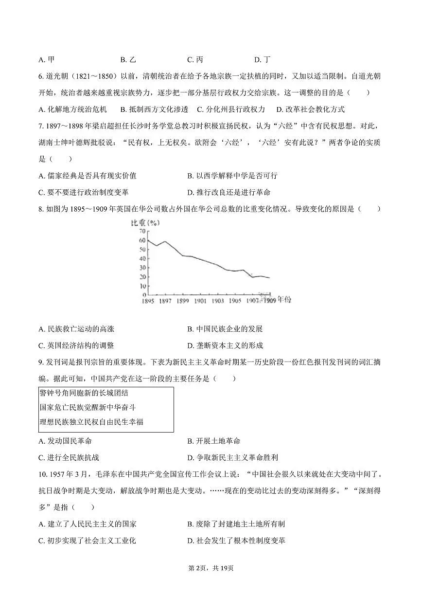 2025年山东省高考历史试卷(选择性)(含解析)第2页