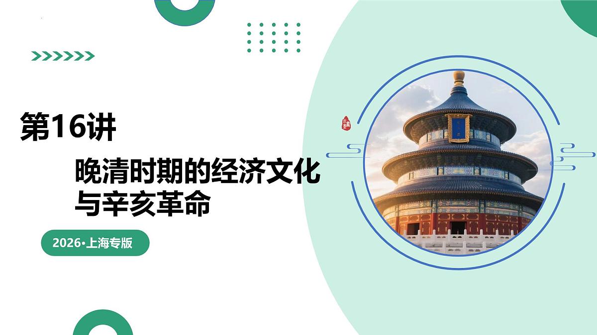 第16讲++晚清时期的经济文化与辛亥革命(复习课件)(上海专用)2026年高考历史一轮复习讲练测第1页