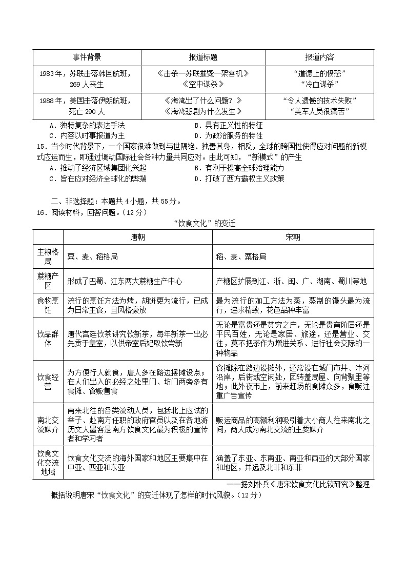 山东省2025届高三历史下学期4月二模试题第3页