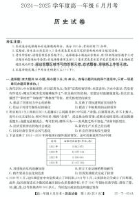 河北省部分高中2024-2025学年高一下学期6月月考历史试卷+答案