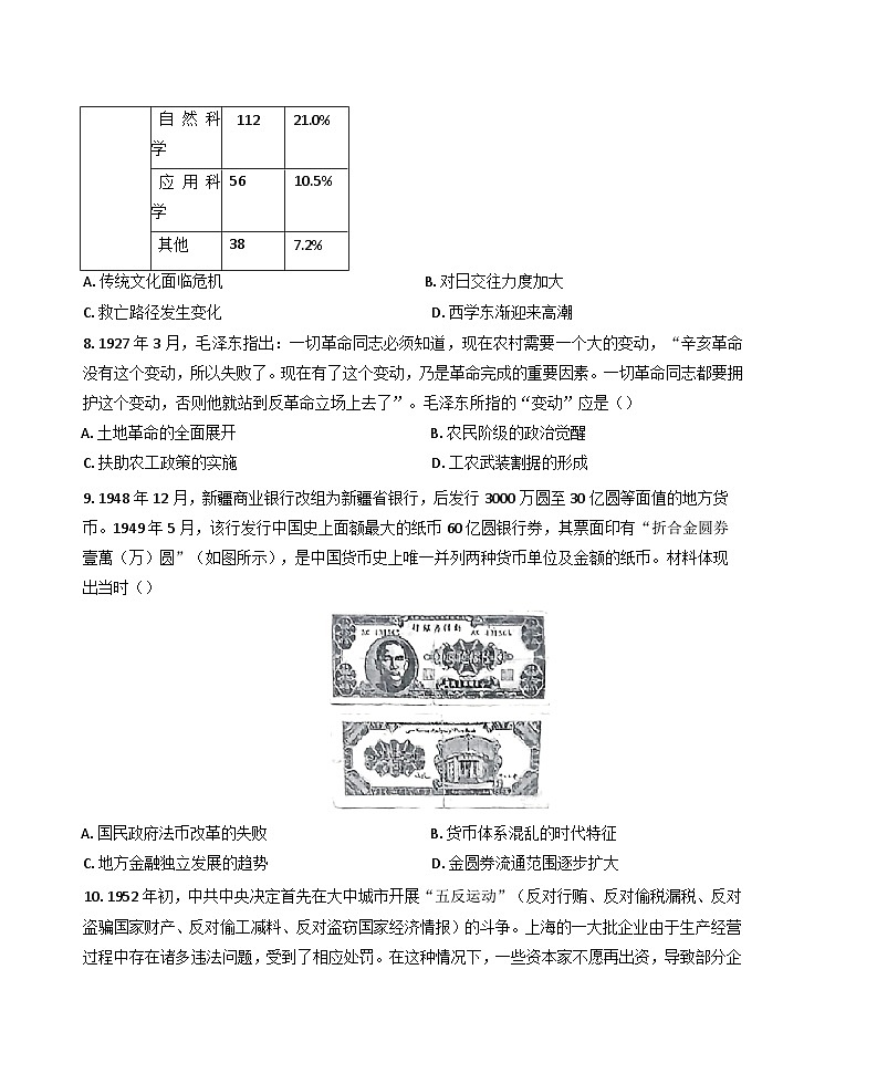 云南省大理白族自治州大理市2024-2025学年高三上学期开学联考历史试卷(含答案)第3页